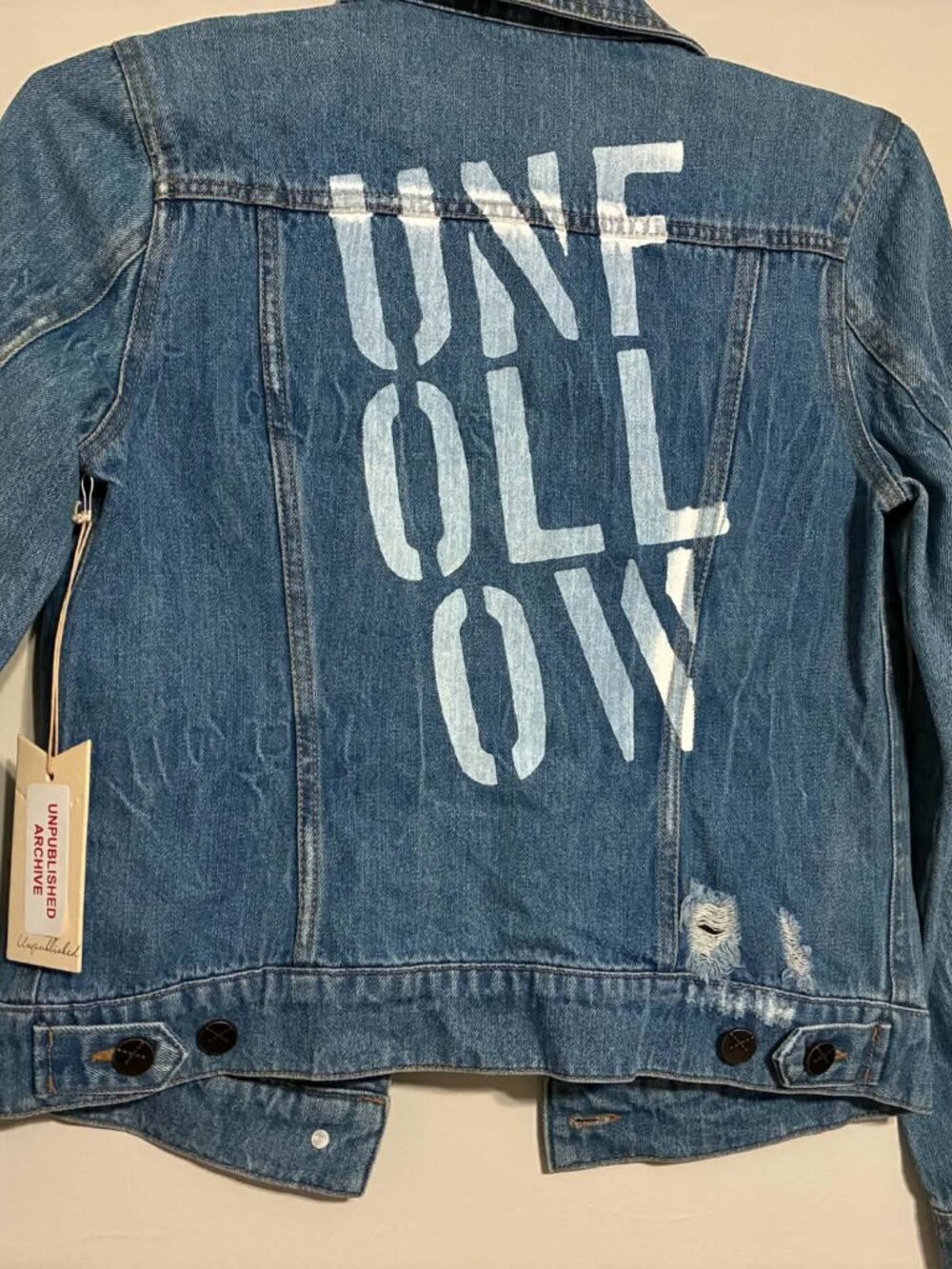 Anthropologie Unpublished Archive Womens XS/Small 'Unfollow' Denim Jacket 60%off